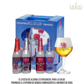 Estuche Delirium 4 Cervezas + Copa