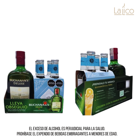 Buchanan´s Deluxe 12 Años 750ml + Four Pack Tónica mil976 Ocean