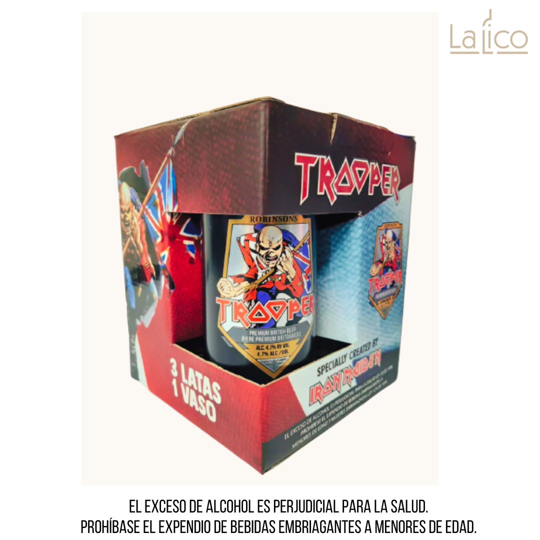 Estuche Trooper  3 Latas + Vaso