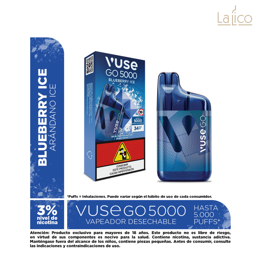 Vuse Go 5000 Blueberry Ice 34mg ( Arndano) La Lico Vuse Go 5000 Blueberry Ice 34mg ( Arndano) La Lico