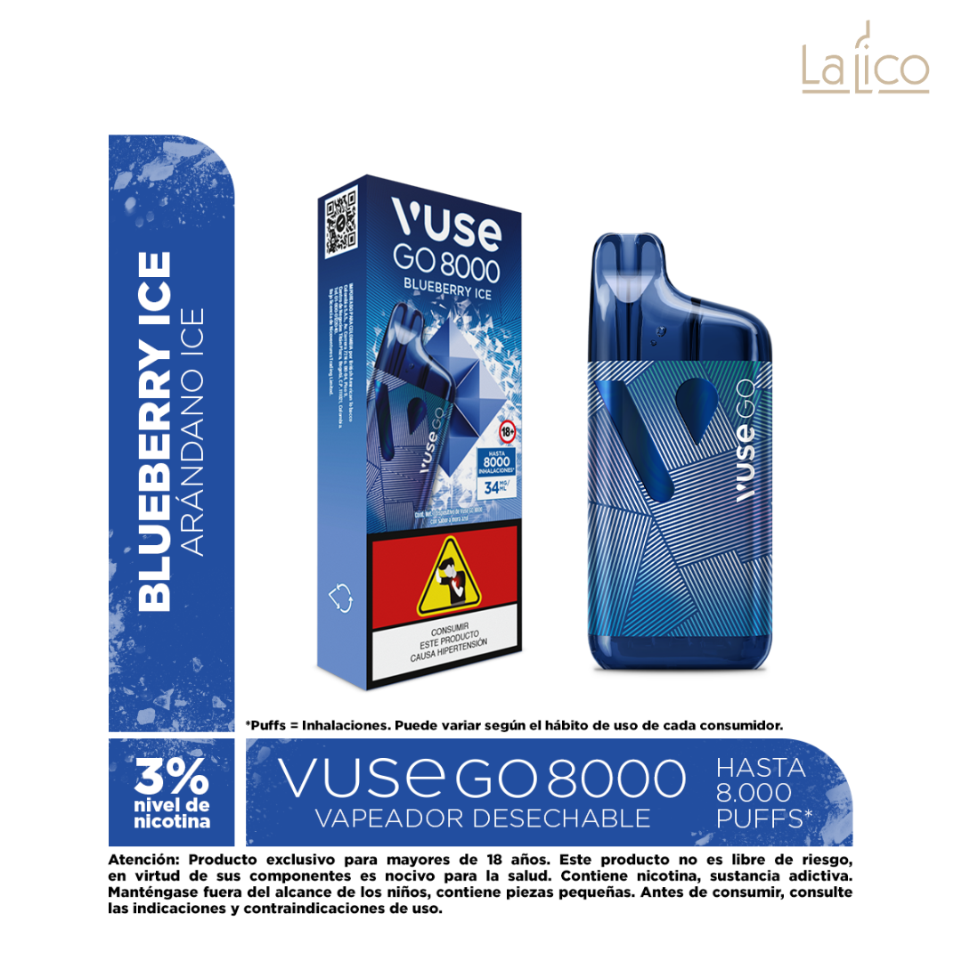Vuse Go 8000 Blueberry Ice 34mg (Arándano) – La Lico
