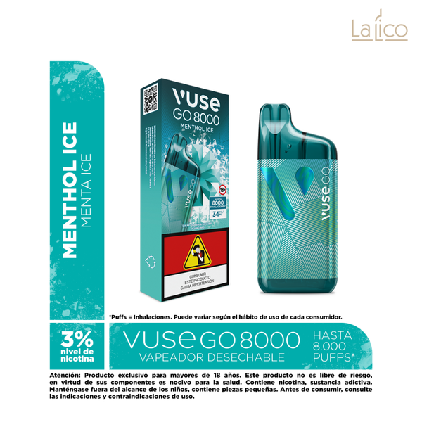 Vuse Go 8000 Menthol Ice 34mg La Lico Vuse Go 8000 Menthol Ice 34mg La Lico
