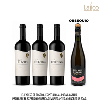 3 Vinos Los Helechos Malbec De Malbecs 750ml + Espumante Estancia Mendoza Brut Rosé Gratis!